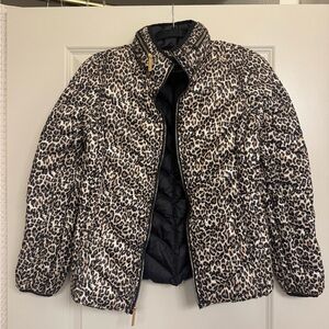 Michael Kors Black and Leopard Down Puffer Jacket